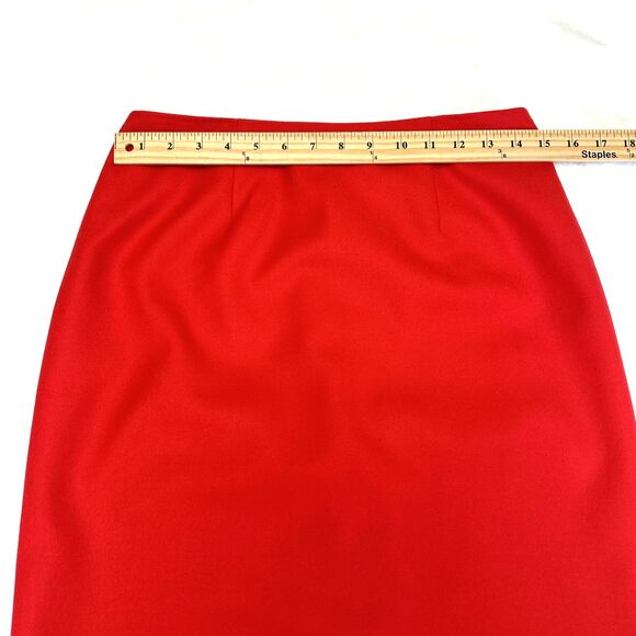 Eccoci Women's Scarlet Red Wool Knee Length Lined Pencil Skirt Sz 4 - Picture 8 of 15